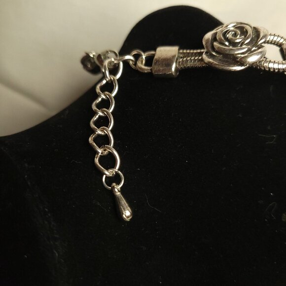 Statement Bracelet with Blue Stone and Rhinestones - Picture 3 of 6